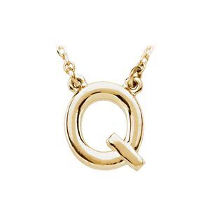 14K Yellow Gold, Kendall Collection, Block Initial Q Necklace, 16 Inch